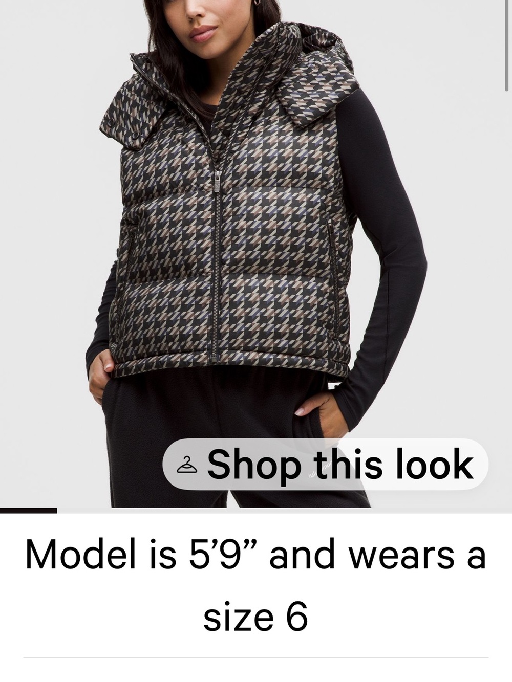 lululemon athletica Houndstooth Quilted Puffer Vest - Black & Tan